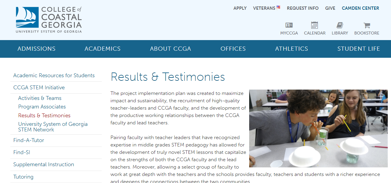 A screenshot of the webpage